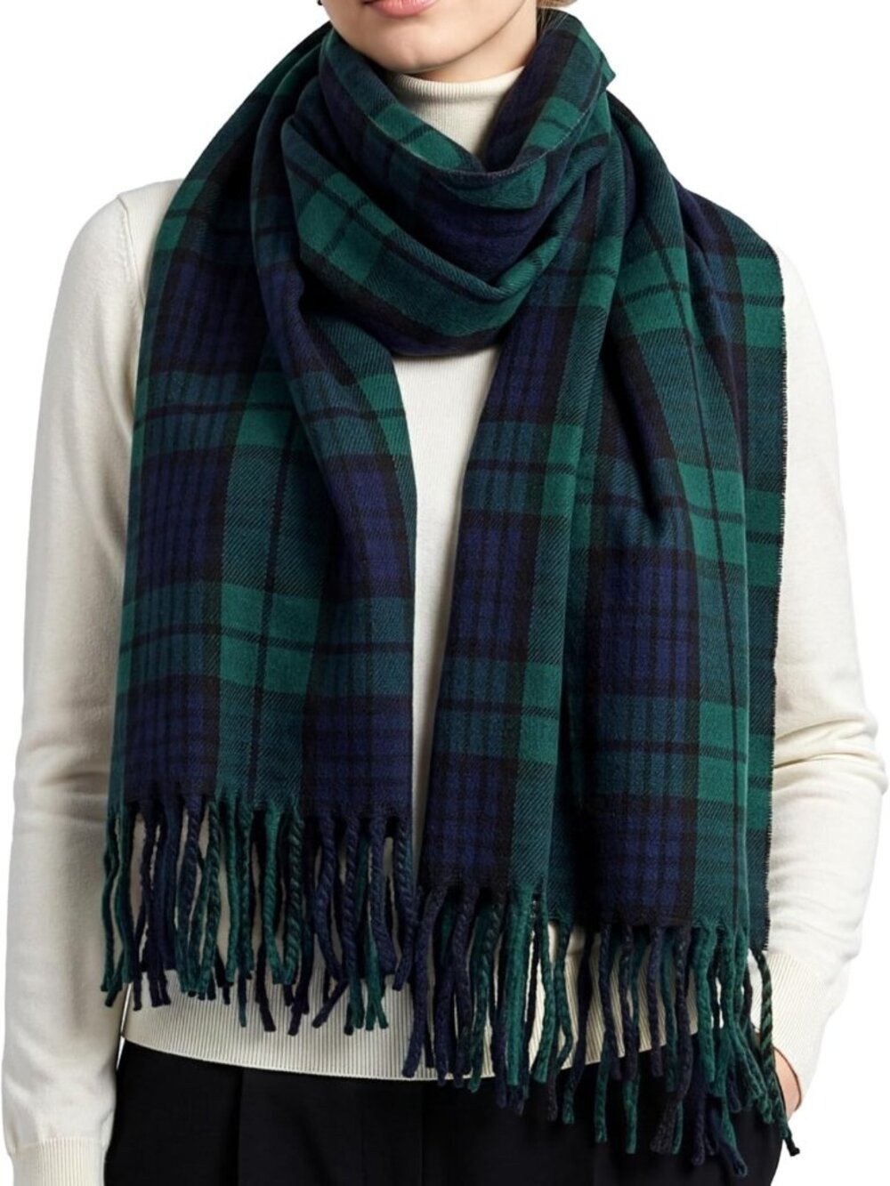 Cozy Cashmere Feel Tartan Plaid Shawl Wrap | Soft Winter Scarf Accessory